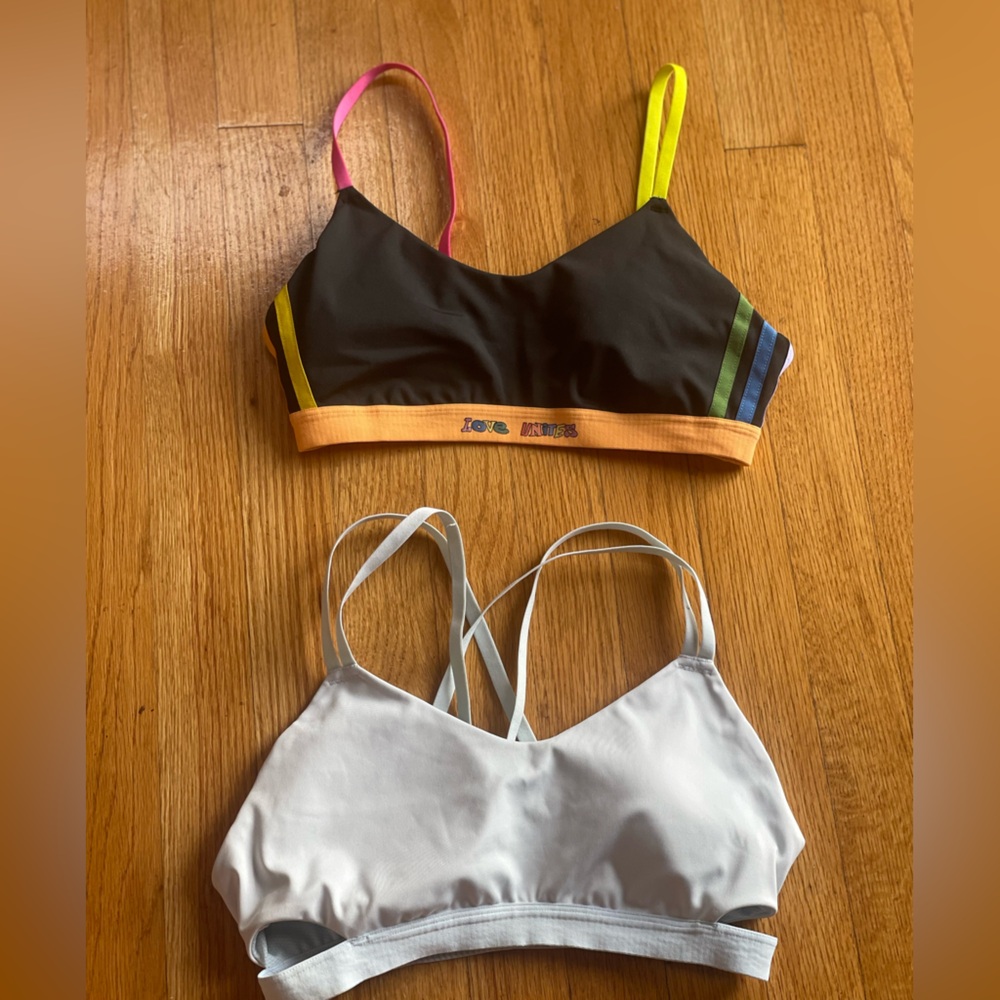 adidas Black and Gray Sports Bras with Multicolor Straps